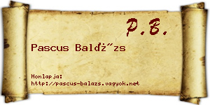 Pascus Balázs névjegykártya